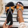 2024 Spring/Summer Women's Cross-Strap Rhinestone Open-Toe Sandals, Plus Size 43, Color Block Fashion