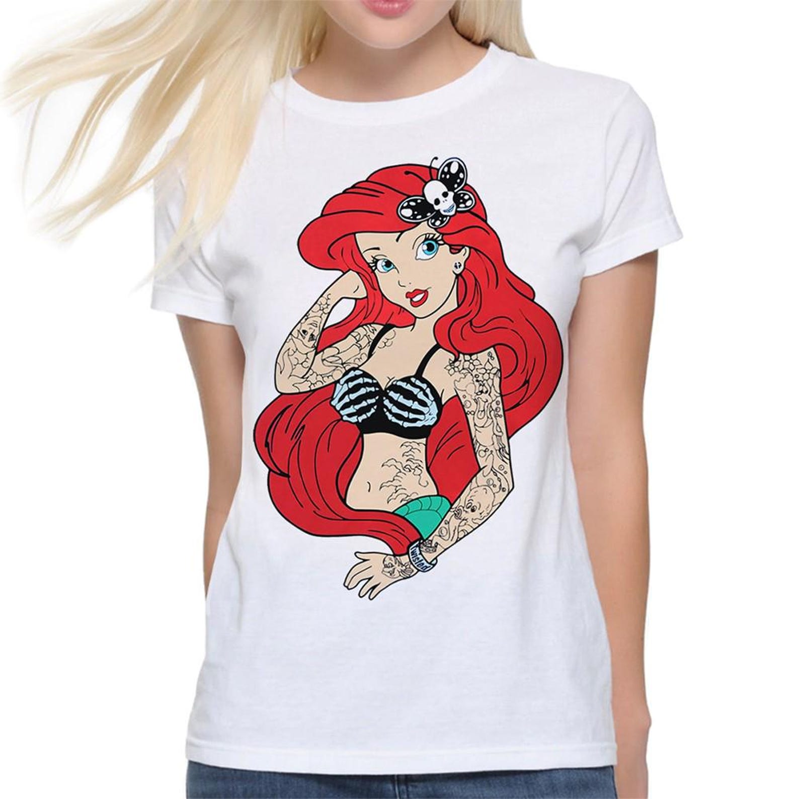 Ariel The Little Mermaid Rock Princess T-Shirt, Men s and Women s Sizes (DIS-980075) 2XL