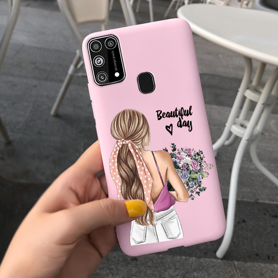 Silikonový kryt Pro Samsung M31 M 31 Obal Čerstvá květina Pírko Nárazuvzdorný kryt telefonu Pro Samsung Galaxy M31s M31 s M315 M317 Etui