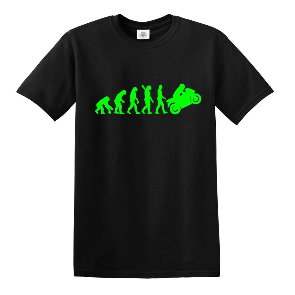 Evolution of man to kawasaki tshirt ninja motorbike super bike mens ladies top
