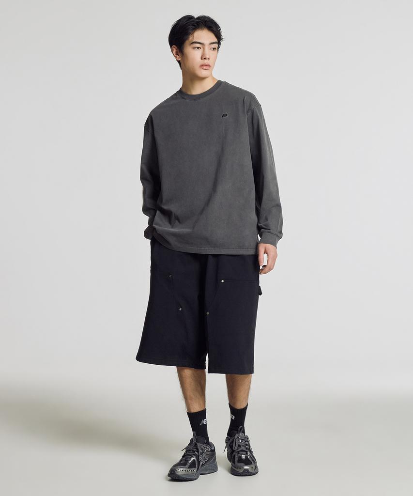 Nyuballanseu Nbndg21204 / Uni Essential Small Logo Washed Long Sleeve Tee (Charcoal)