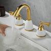 Widespread Basin Faucet Bathroom Deck Three Hole Sink Tap Basin Toilet Faucet Set Golden Finish 8i Mixer Faucet