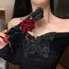 Ladies Lace Hand Fan Black White Cloth Folding Fans With Tassels Ancient-Style Dance Folding Hand Fan For Wedding Party Favor