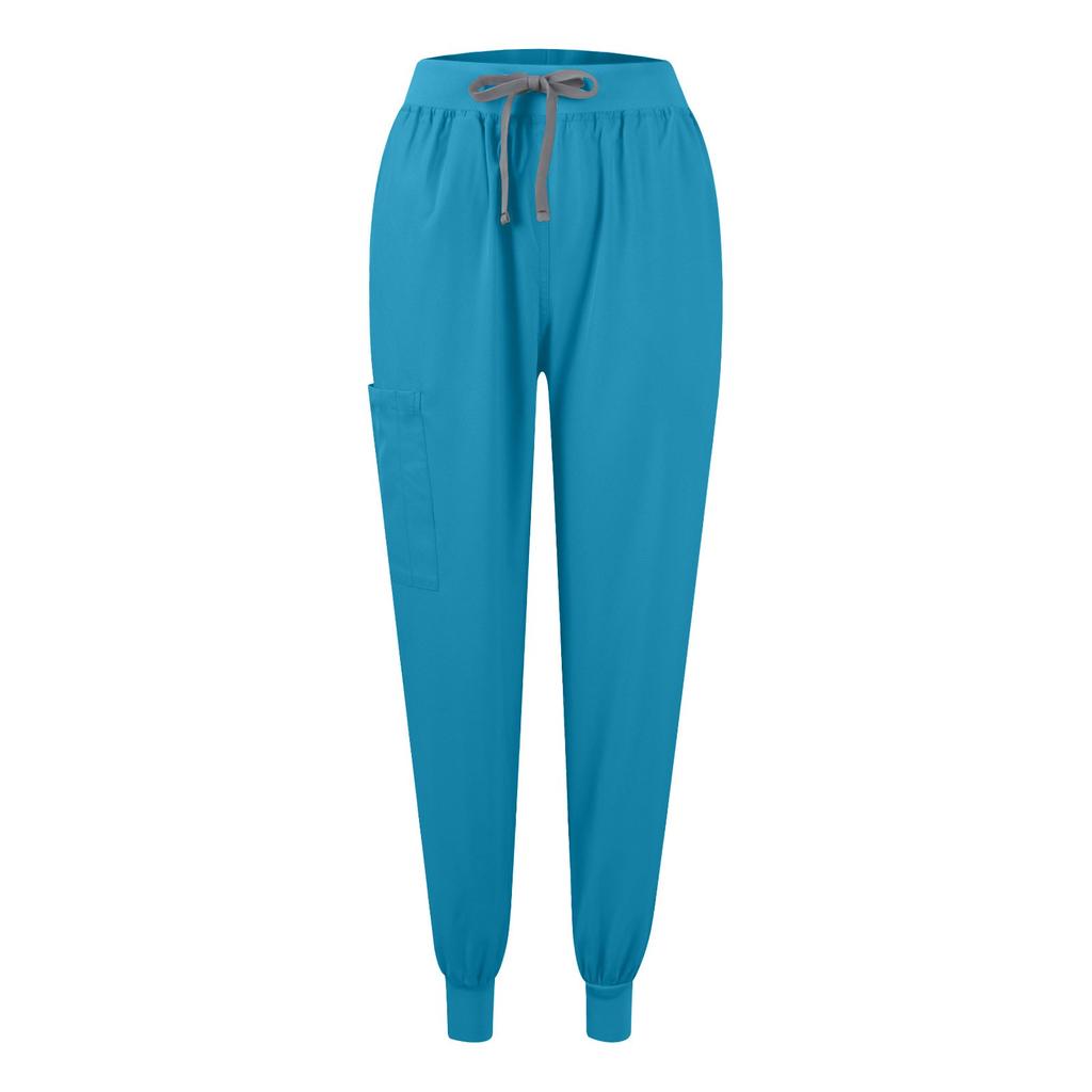 Women's Quick Drying Fabric Color Slanted Collar Pocket Short Sleeved Pants Set Workwear