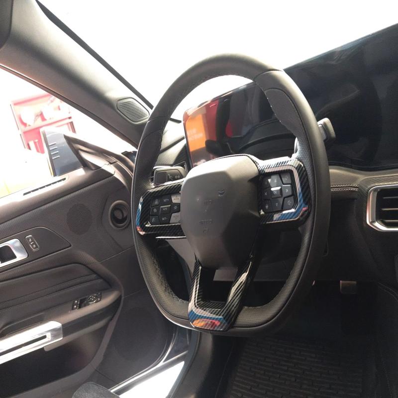 For Ford Mustang 2024 2025 ABS CarbonFiber Car Steering Wheel Trim direction Control Button Frame Cover Interior Accessories