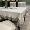 Tablecloth Dining Table Cloth European Rectangle Table Cover Round Embroidered Fabric Insulation Chair Cover Lace Cushion Set