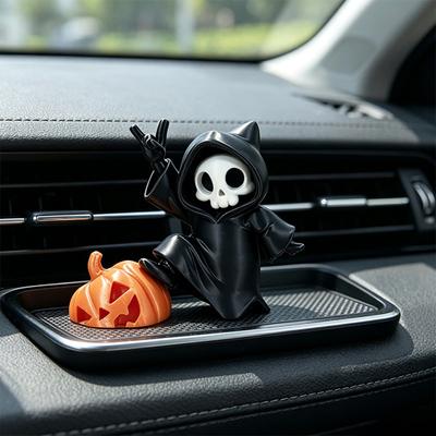 Mini Grim Reaper Statue 3D Printed Skull Grim Reaper Pumpkin Figurine Cute Gothic