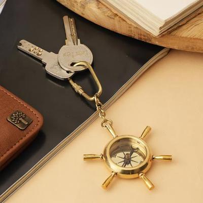Vintage Nautical Brass Key Chain Compass Key Ring Maritime Décor Best for Gift