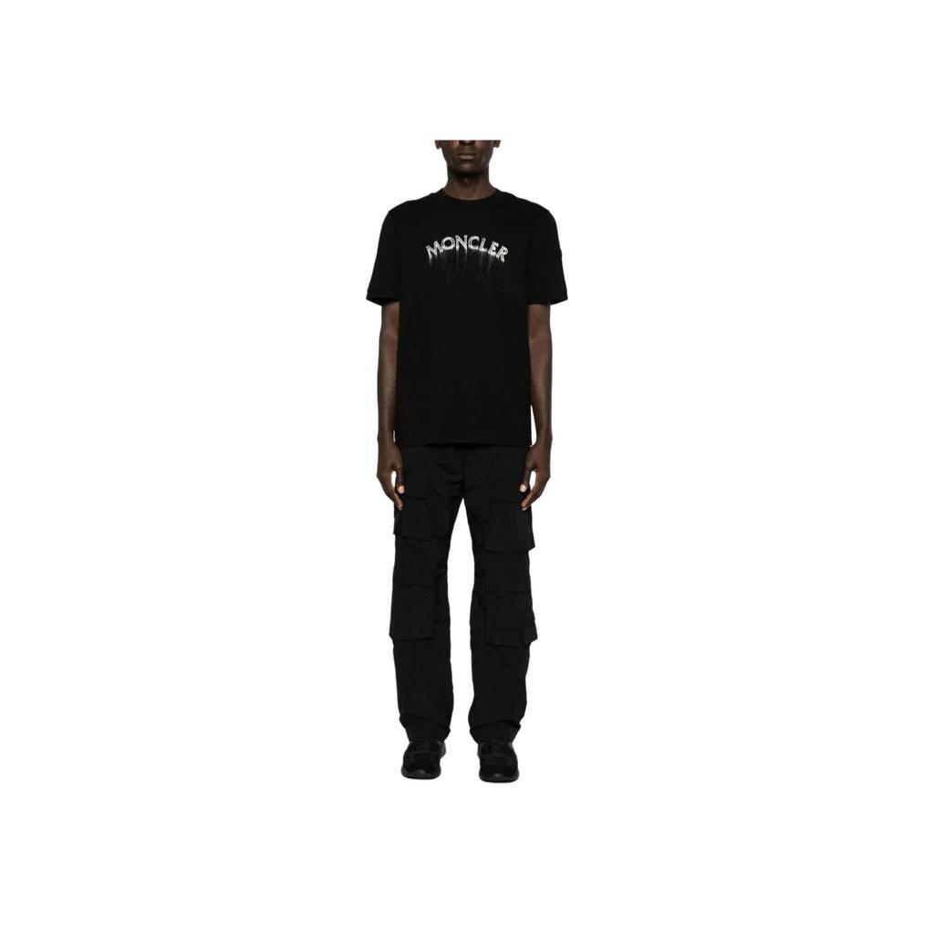 Moncler Letter Print Crew Neck Casual Pullover Short Sleeve T-Shirt Men T-Shirt Black J1-091-8C00002-89A17-999