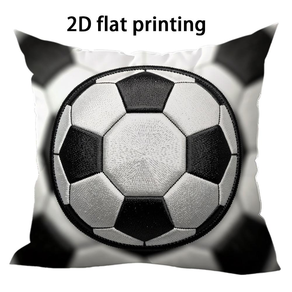 1pc Soccer Themed Throw Pillow Covers 2D Flat Printed Football Decorative Cushion Cases For Sports Fans Home Bedroom Decor