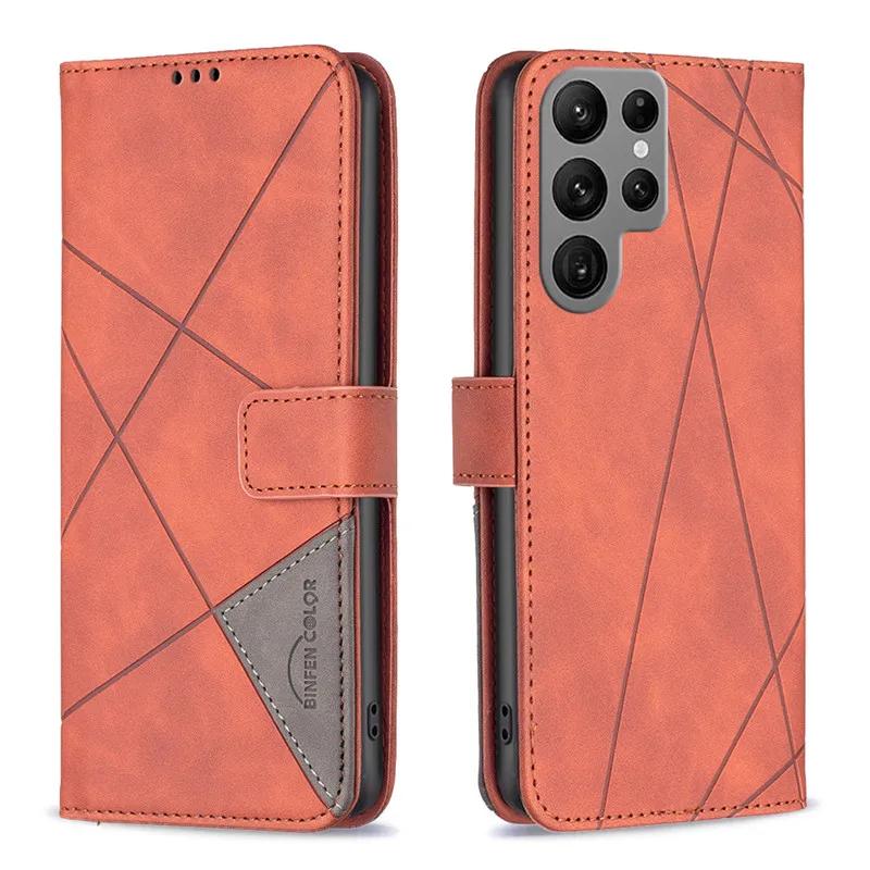 Luxuriöse Handyhülle aus Leder für Samsung Galaxy S24+ S23 FE S22 Ultra S 24 Plus S22Plus 5G Coque Magnetische Brieftasche Klapphülle Etui