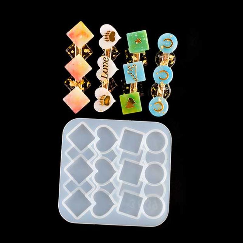 Barrettes Silicone Molds Geometric Hair Clips Epoxy Resin Mold For Diy Hairpin Crafts Jewelry Making Crafting Mold Accessorires