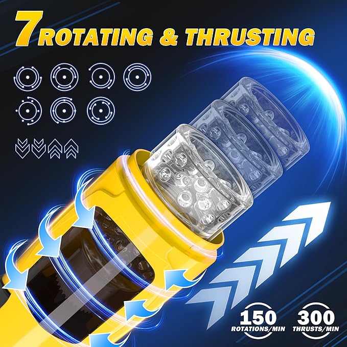 Male penis erotic massage masturbator, men's toy, featuring 7 360-degree rotating modes and 3 adjustable speed thrusts