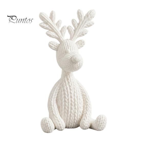 Miniature Deer Figurines for Desktop 3D Printed Minimalist Sculpture, Knit Texture Animal Desk Small Holiday Collectibles Display Ornament, Cute Home