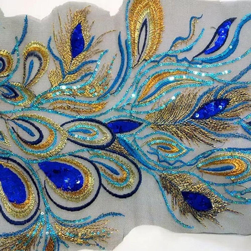 DIY Embroidered Floral Patches Phoenix Feather Sequined Embroidery Patches  Wedding Dresses