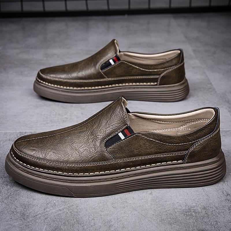 

Весенние роскошные мужские туфли-лоферы на толстой подошве, модные деловые, формальные, кожаные, повседневные туфли для отдыха на толстой подошве 47 хаки