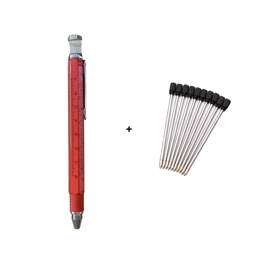 

1pcs 6 in 1 Multifunctional Pen Touch Screen Stylus Capacitive Pen with Screwdriver Ruler Ballpoint Pencil Tool Black refill 1.0mm красный