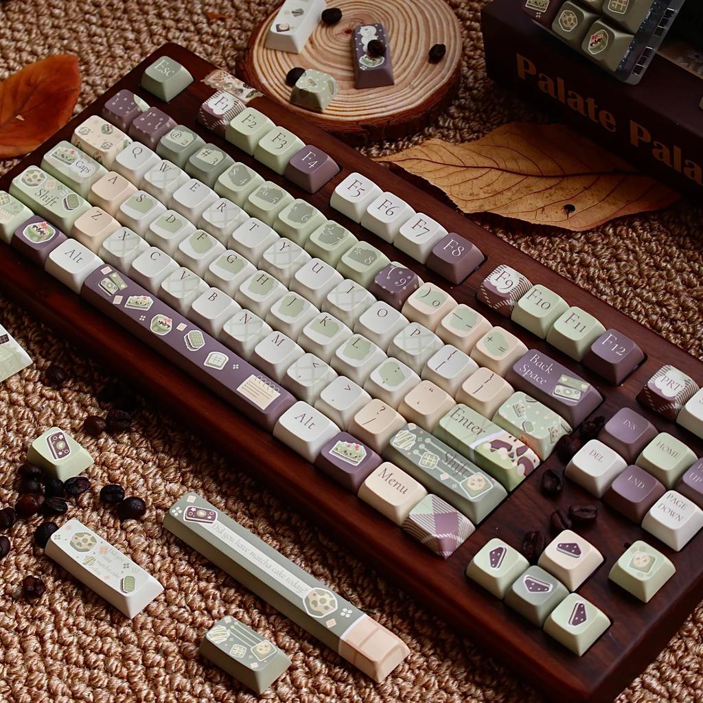 Matcha Flavor Sticker Theme Keycap Xda Cherry Pbt Five-Sided Thermal Sublimation 136Keys Keycap Set