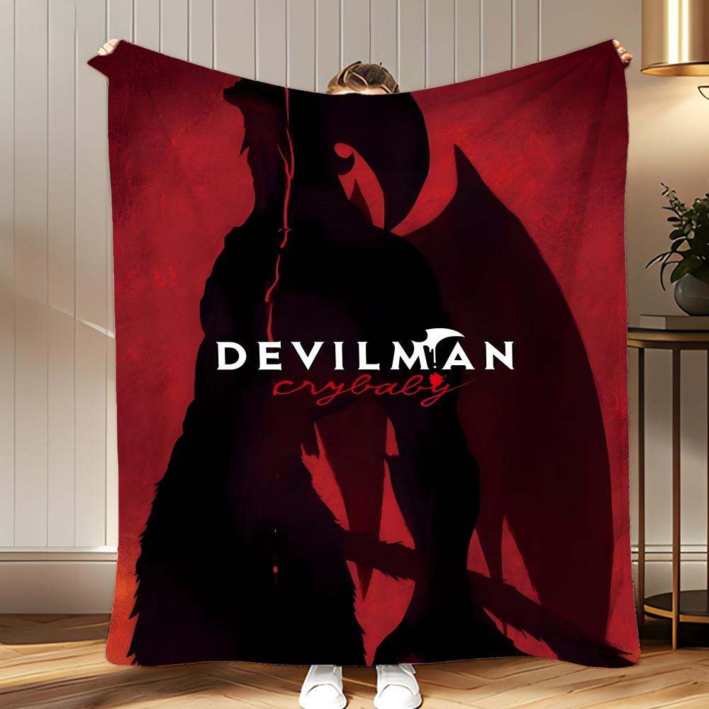 anime Devilman Crybaby Throw Soft Coral Fleece Blanket 310gsm Fluffy Warm Throw for Sofa Bed Couch Bedroom Decor