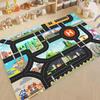 Alfombra de Carretera con Señales de Tráfico para Coches de Pista de Carreras Infantil Antideslizante Suave Decoración Alfombra Juego Interactivo Decoración del Hogar