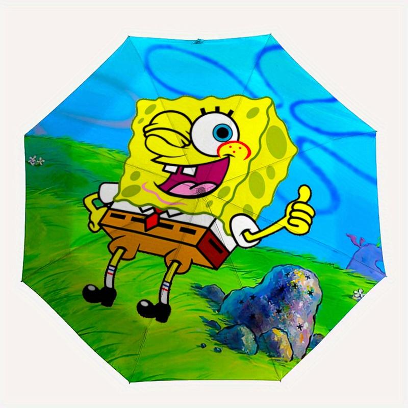 1pc SpongeBob Pattern Umbrella, Fashionable, Personalized, High-Value Folding Umbrella, a Must-Have for Summer, 8-Rib Durable Iron Frame, Tri-Fold Com