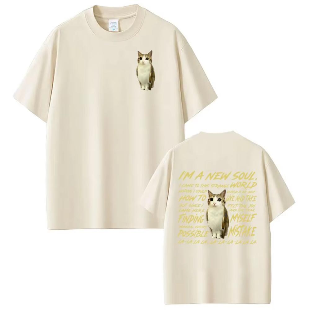 Meowl Cat Owl Funny Meme Double Side Print Tshirt Mens Clothing Fashion Harajuku Short Sleeves Tshirts Cotton Casual T Shirts