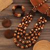 Ethnic Style Vintage Boho Bib Beads Colorful Handmade Bohemia Necklace Set Multi Layer Wood Beaded Geometric Beaded Necklace
