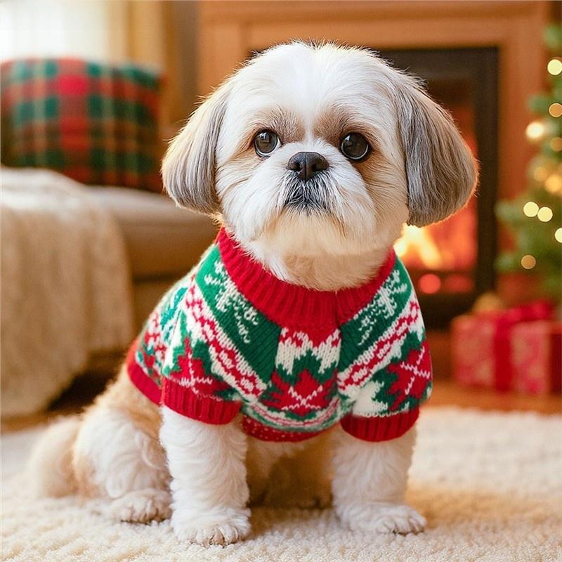 Christmas Dog Clothes Teddy Dog Sweater Winter Outfit Small Medium Size Dog Puppy Clothes Autumn Winter Fur Coat for Dogs