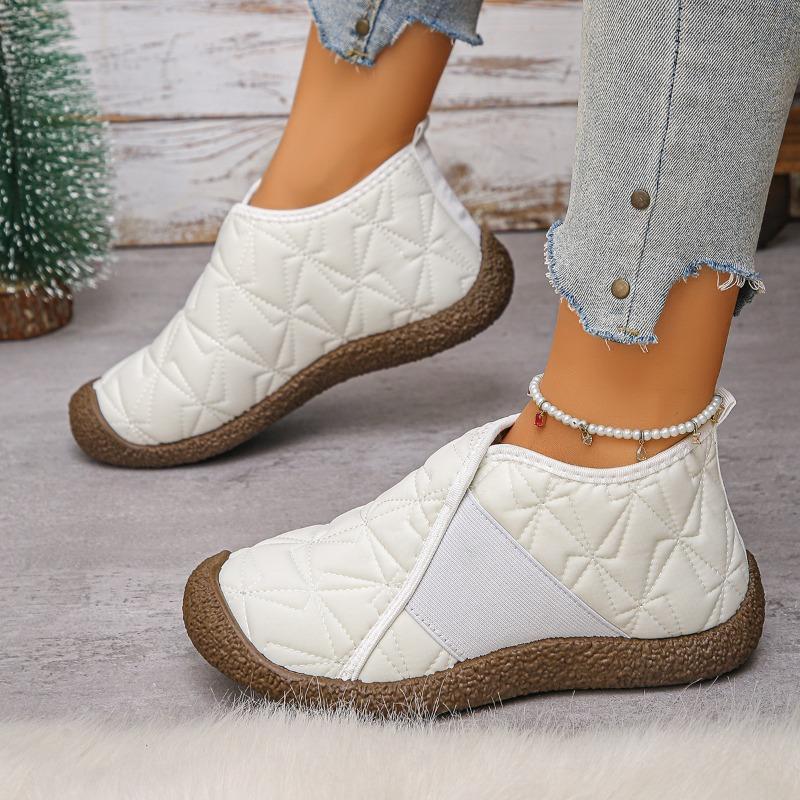 Cotton shoes women's new winter flat boots fleece thickened one pedal fashion casual snow boots women's shoes short boots