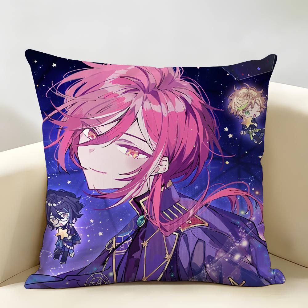 EEnsemble Stars Anime Cushion Cover Natural Linen Organic Fabric DoubleSided Printing Room Sofa Decor Pillow Case