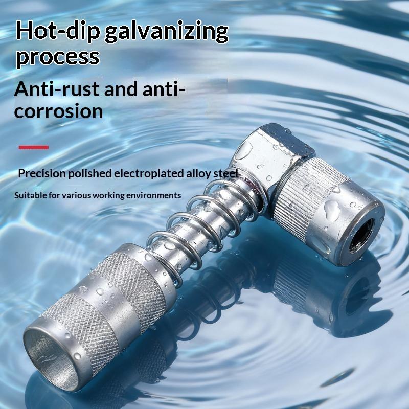 Grease Gun Nozzle 90 Degree Heavy Duty Alloy Steel Leak Proof for Narrow Space Home Garage Repair Use