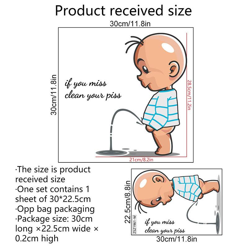 Funny Warning Toilet Stickers Cartoon Chld Urination Toilet Lid WC Door Sticker Removable Self-Adhesive Decor Paper Household