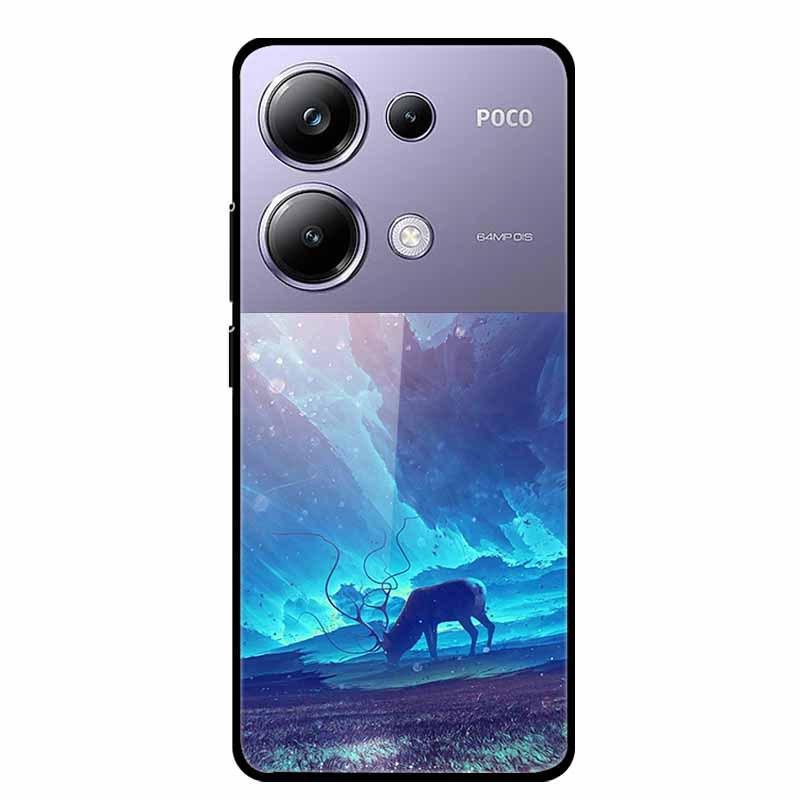 Colorful Aesthetic Tempered Glass Phone Case for Redmi 12 5G & POCO M6 PRO