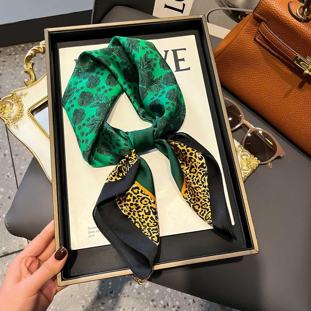 Blue Silk Retro Women's Scarf for Spring & Autumn