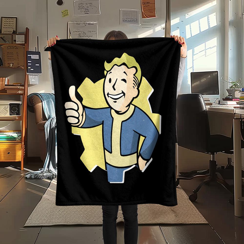 1PC Fallout Print Flannel Blanket, High quality All Seasons, Home Decor, Warmth and Comfort, Perfect for Christmas Gifts