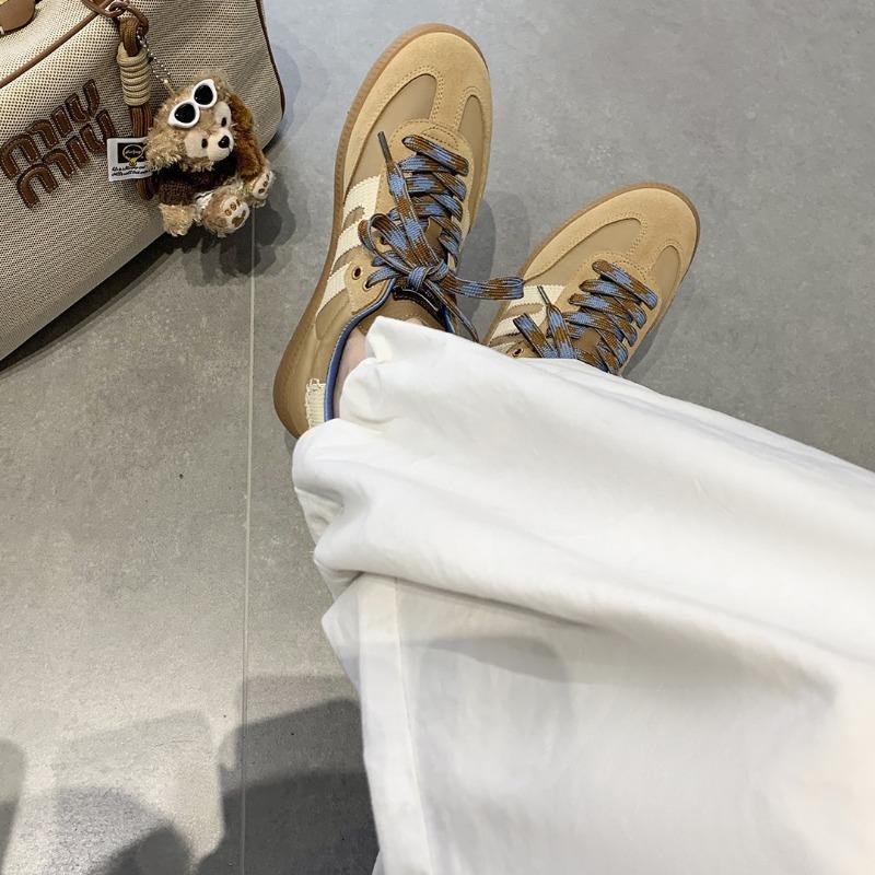 [] Art Academy freshman~ retro soft leather color matching sports and leisure shoes for women