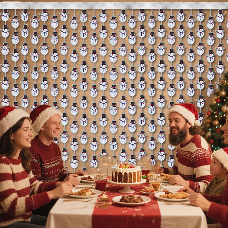 WTEMPO Christmas Snowman Santa Claus Christmas Tree Pattern Tassel Curtains Christmas Party Background Decor Props Christmas Festival Party Banners