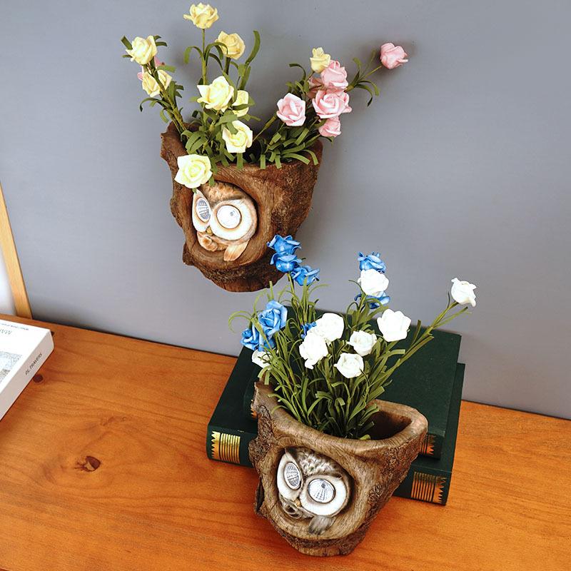 Simulare creativă ciot de copac ghiveci de flori suculente ghiveci de flori agățat ghiveci de flori balcon lumină solară ghiveci rășină