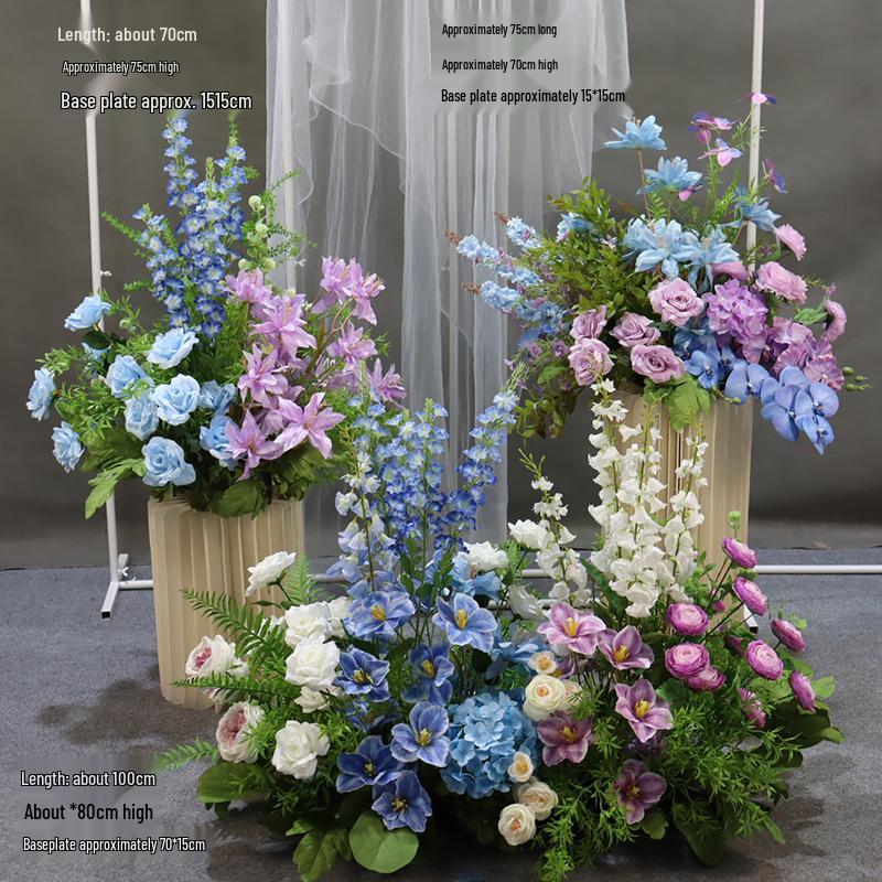 Mori Style Silk Floral Aisle Decoration In Blue & Purple