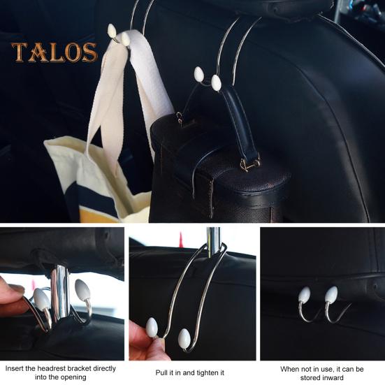 4Pcs Car Seat Headrest Hook Heavy Duty Stainless Steel Multifunctional Universal SUV Auto Seatback Mount Organizer Hanger Car Interior Accessories