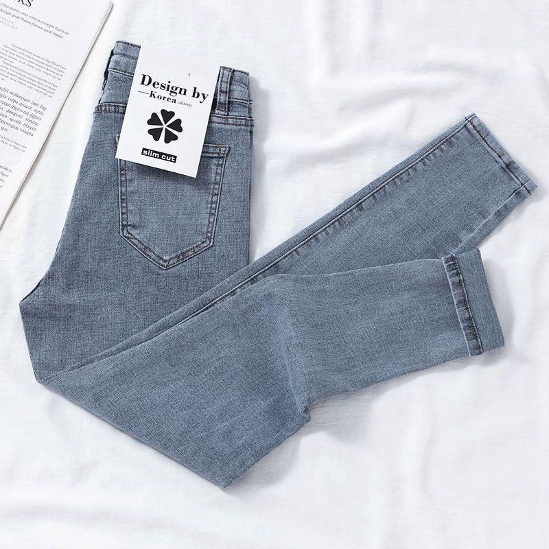 

Жіночі джинси з високою талією, тонкі легінси в стилі Bf Ninethths Pencil Leggings Jeans 32 світло-синій колір