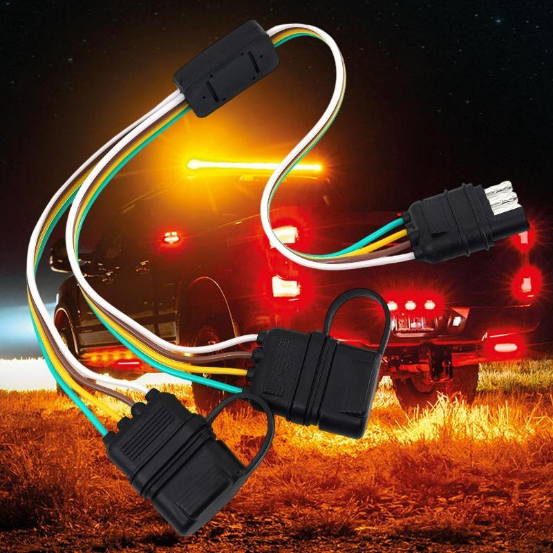 Trailer Wire Power Cord The 4 Pin Connector Prong Plug Suite Wiring Harness Extension Pvc Light Adapter Kit Towing