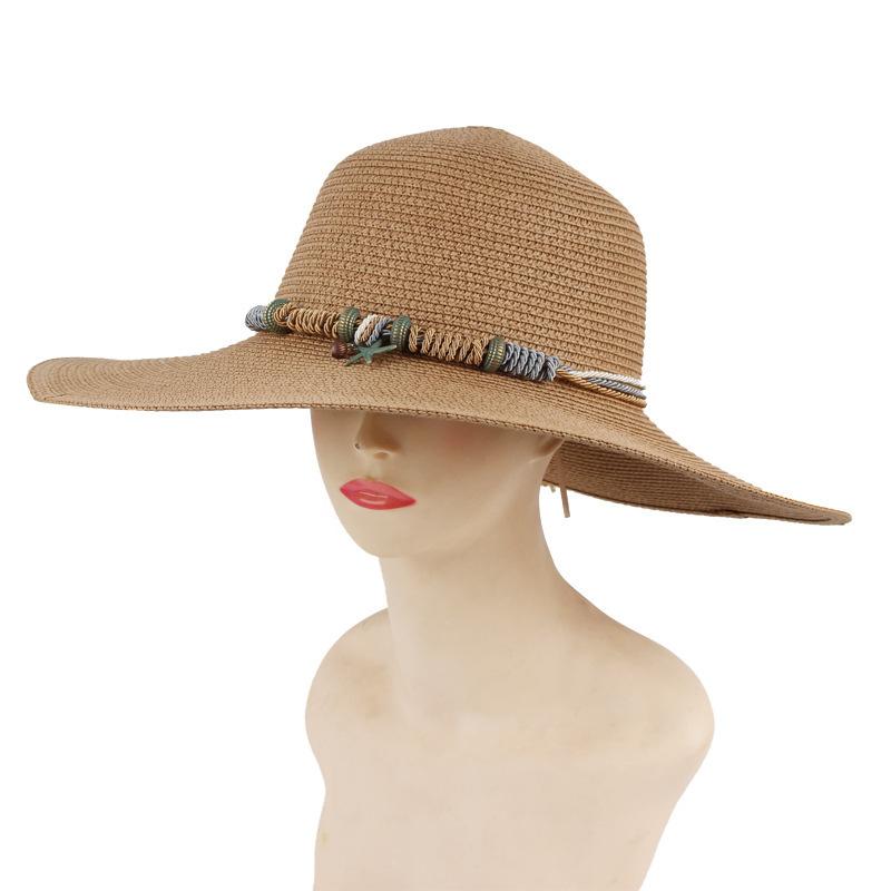 Summer Ladies Outdoor Travel Visor Beach Large Brim Sun Hat Dome Straw Hat