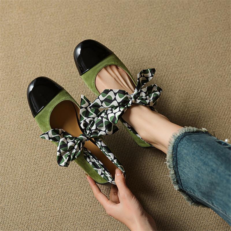 Fashion New Spring/Summer Women Pumps Shoes for Women Fashion Mixed Color Round Toe Mary Jane Shoes Breathable Low Heels Women Green
