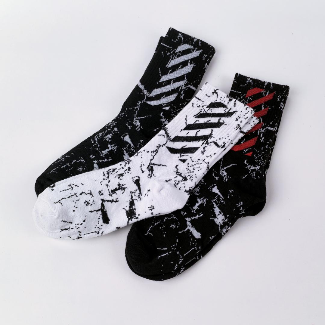 

3 пары носков до середины икры в уличном хип-хоп стиле с полосатым узором, персонализированные, унисекс One Size
