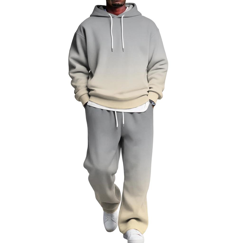Set da uomo a 2 pezzi con felpa e pantaloni cargo con elastico in vita per abbigliamento casual