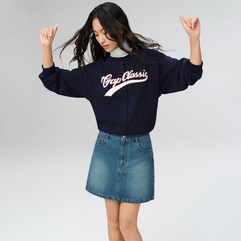 Gap Women's 2025 Autumn LOGO Appliqué Loose Baseball Jacket