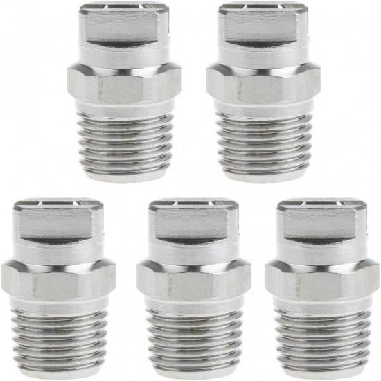 Baosity 5 Pieces 1/4 Inch High Pressure Washer Spray Fan Nozzle Tip 65 Degree Stainless Easy To Install