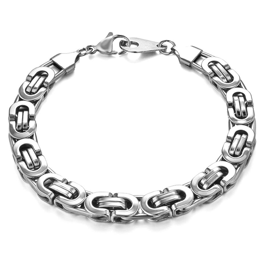 Newest 316L Stainless Steel Bracelet Men  Wristband 8mm Gold Silver Color Male Hand Chain Link Bracelet Hip Hop Jewelry