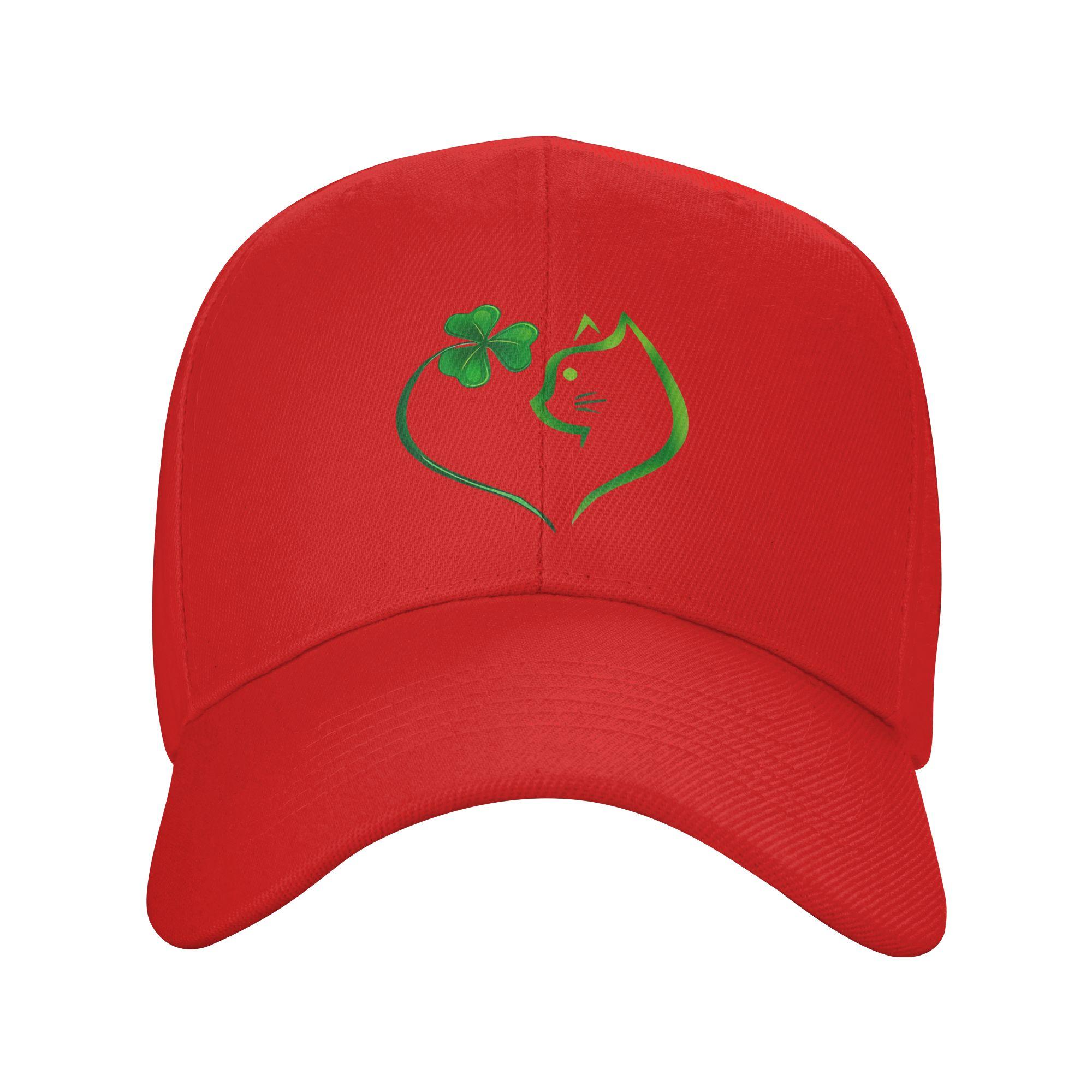 Shamrock Cat Heart St Patricks Day Cat Lovers Cat Mom Baseball Cap Summer  Trucker Hat Sunscreen Snapback Cap Women Baseball Cap One Size